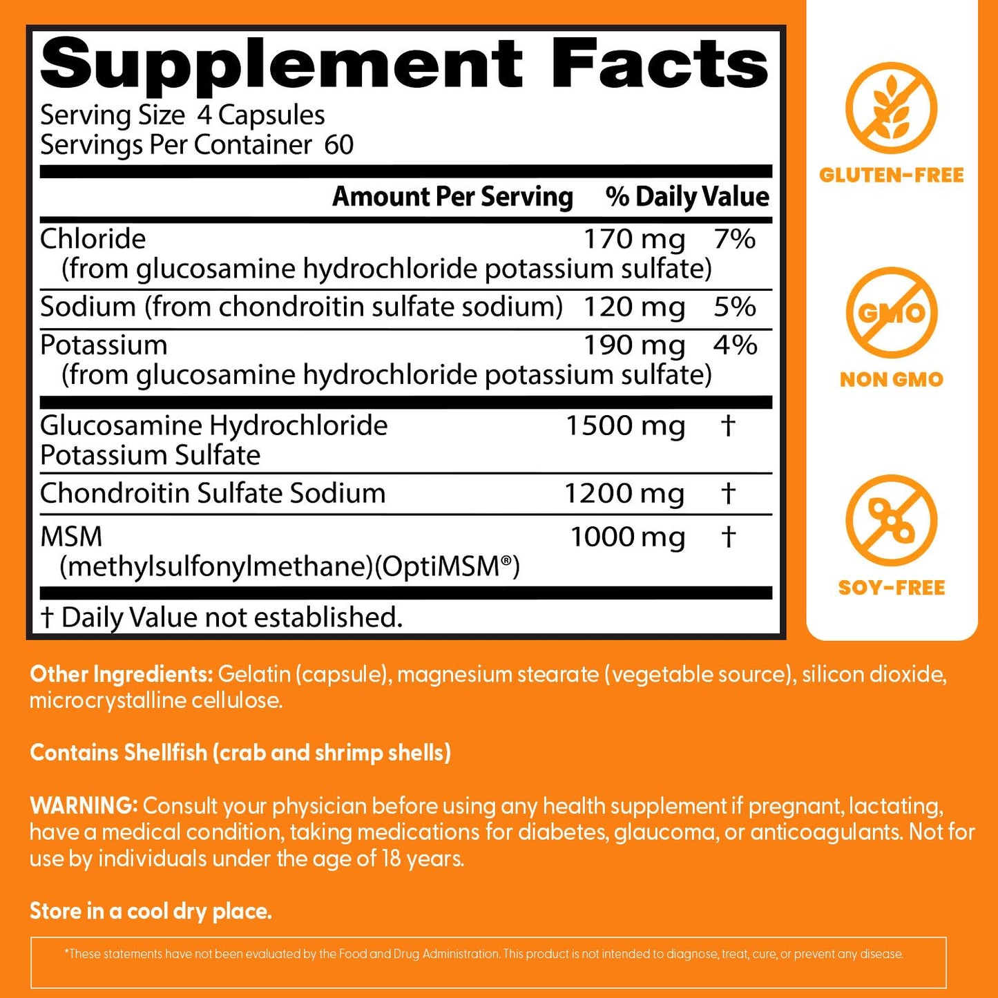 Doctor's BEST Glucosamine Chondroitin MSM - Joint Health Support Supplement for Women & Men, Nutritional Support for Joint Strength, Hair, Skin, & Nails