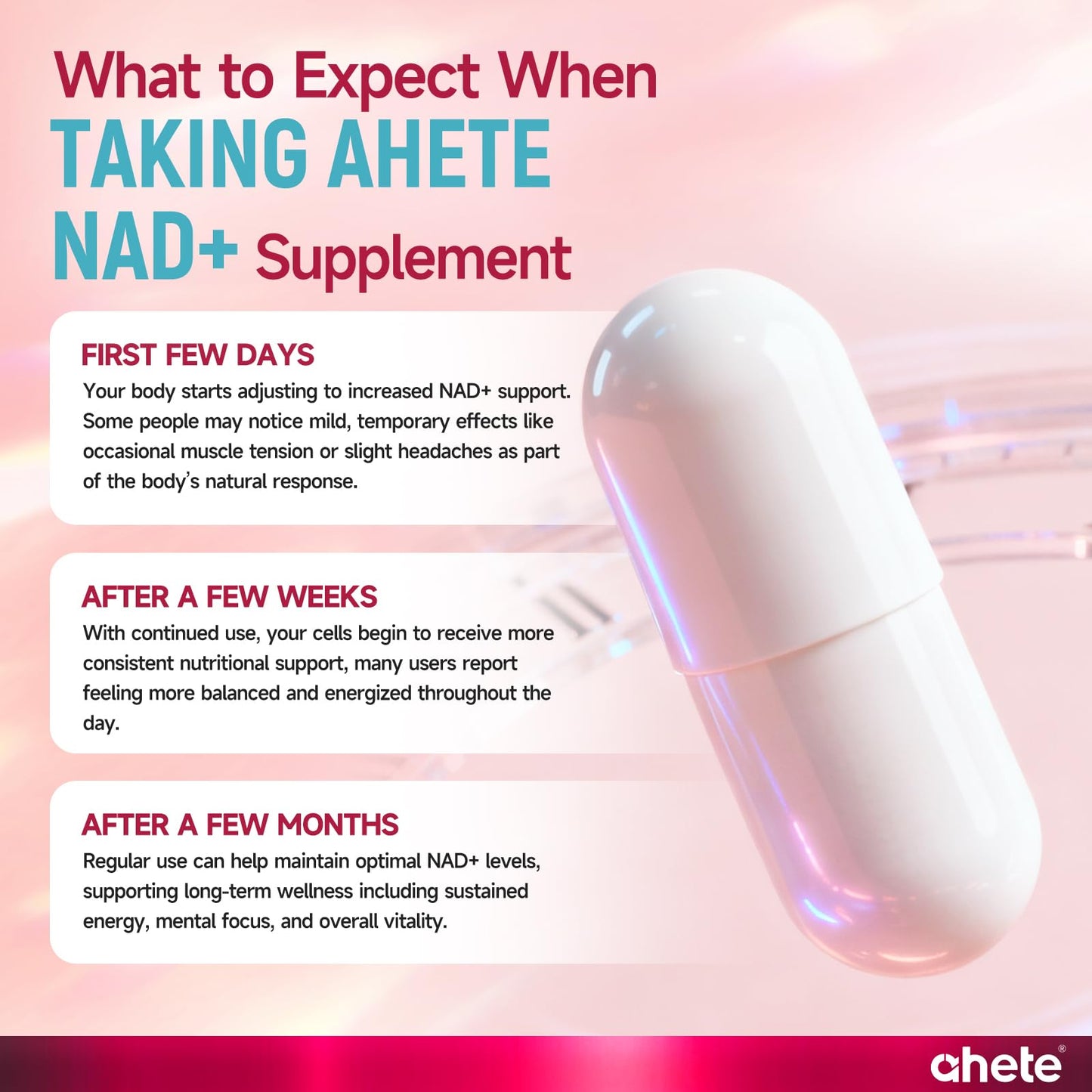 Ahete NAD Supplement with L-Ergothioneine, PQQ, Vitamin B6, and NMNH Supplement - for Cellular Health, Energy Support and Healthy Aging for Women & Men - Vegetarian, Non-GMO, Gluten Free- 90 Capsules AheteBuy Supplements Australia