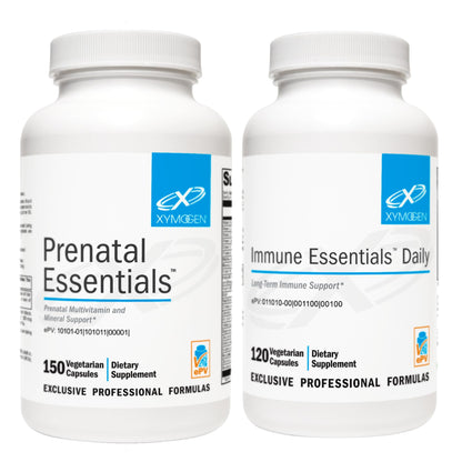 XYMOGEN Prenatal (150 Capsules) + Immune Essentials Daily (120 Capsules) 2-Product Bundle XYMOGEN
