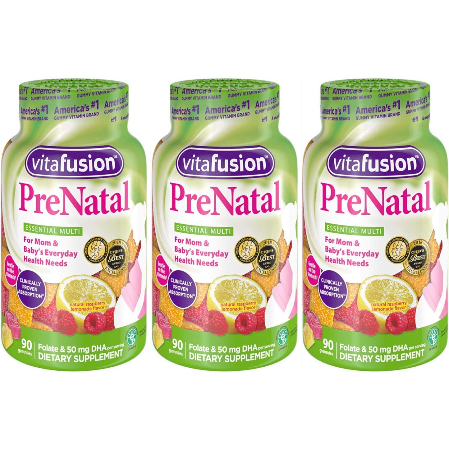 Vitafusion Prenatal, Gummy Vitamins, 90 Count (3Pack (90 Count)) Vitafusion