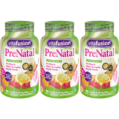 Vitafusion Prenatal, Gummy Vitamins, 90 Count (3Pack (90 Count)) Vitafusion