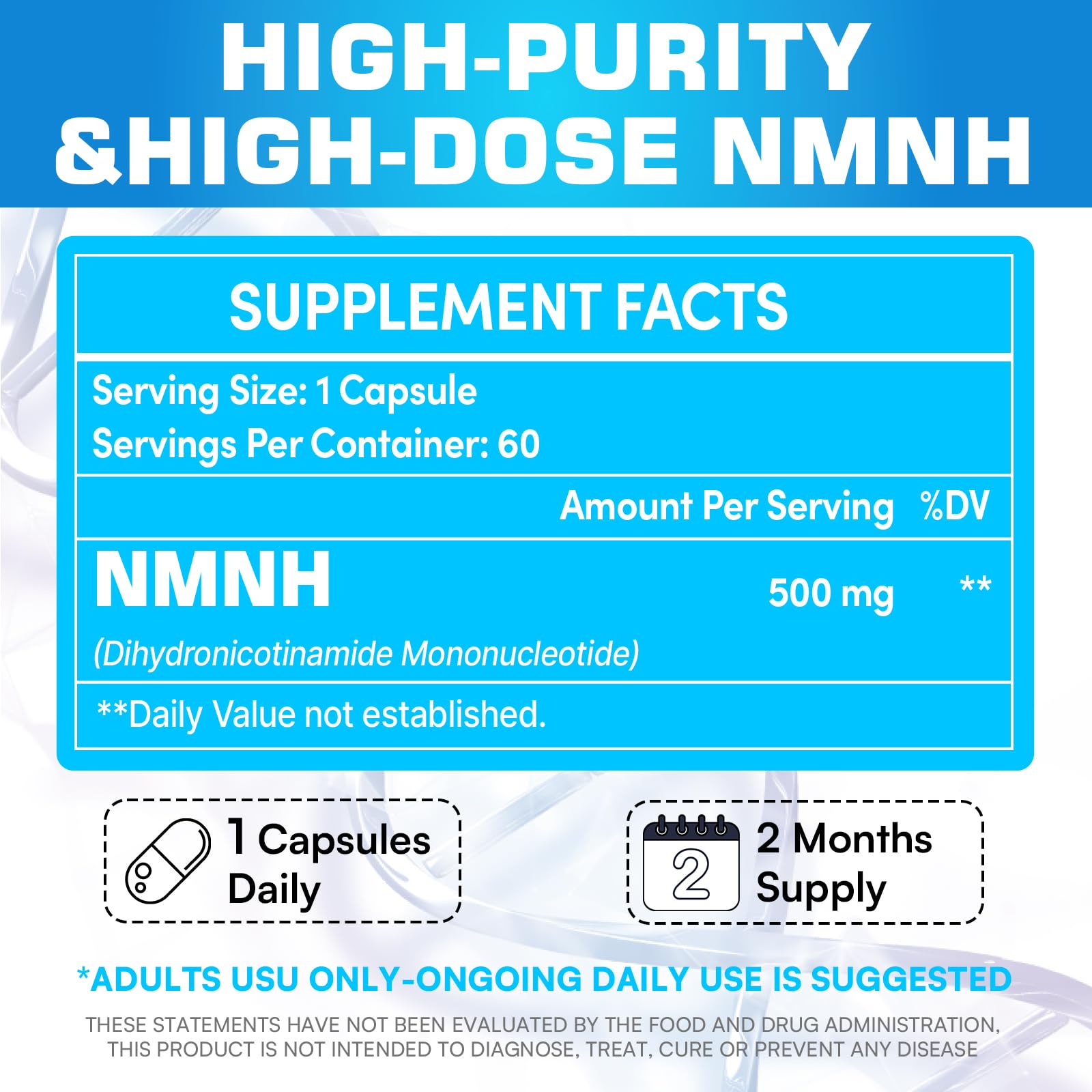 Kaumipor NMNH (Dihydronicotinamide Mononucleotide) NMN Alternative Supplement, 500 mg Per Serving NAD Supplement to Boost NAD+ Levels, for Anti Aging, Energy, Immunity, Focus, 60 Vegan Capsules KaumiporBuy Supplements Australia
