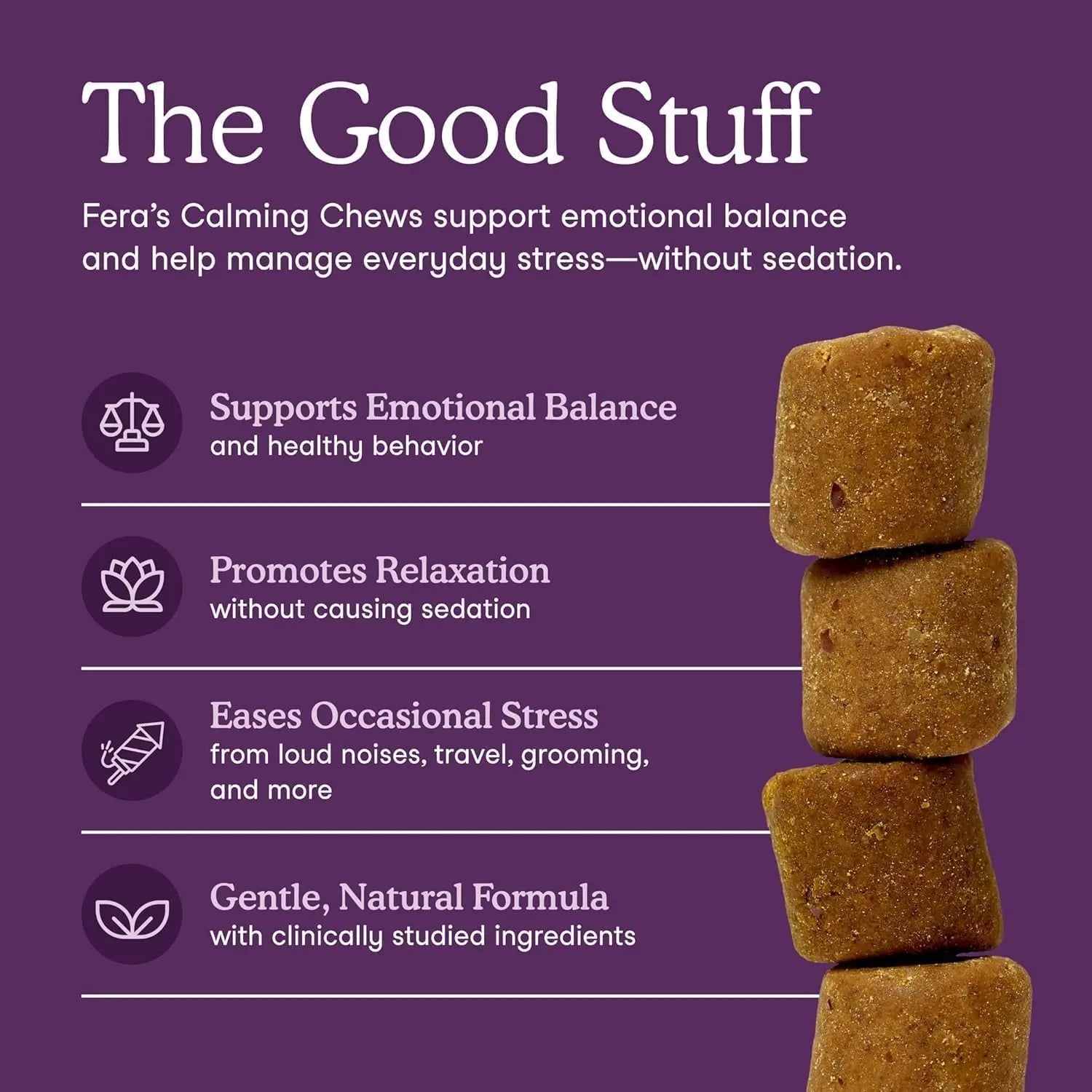 Fera Pets Dog Calming Chews - Helps Manage Everyday Stress & Separation - Promotes Relaxation - Ashwagandha & Priome® Mental Wellbeing Postbiotic Blend - 30 Soft Chews Fera PetsBuy Supplements Australia
