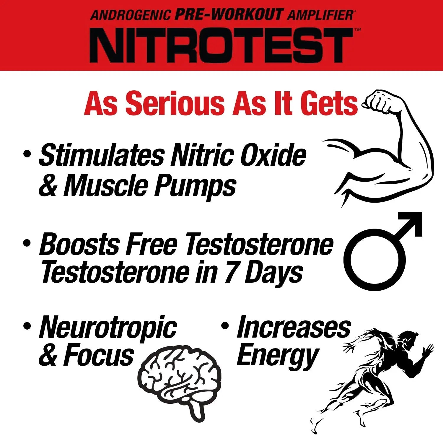 MuscleMeds Nitrotest Pre-Workout Supplement Drink, Boost Nitric Oxide, Testosterone MuscleMeds