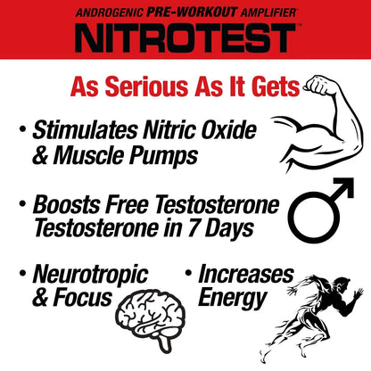 MuscleMeds Nitrotest Pre-Workout Supplement Drink, Boost Nitric Oxide, Testosterone MuscleMeds