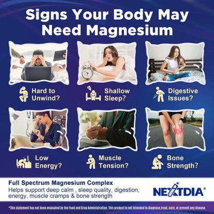 Full Spectrum Magnesium Glycinate Complex 21 in 1 Gummies for Deep Calm Sleep, 12 Forms Magnesium Citrate Malate Taurate Orotate for Women Men + Probiotics w/Ashwagandha, L-Theanine, GABA, 120Cts Nextdia buy supplements Au