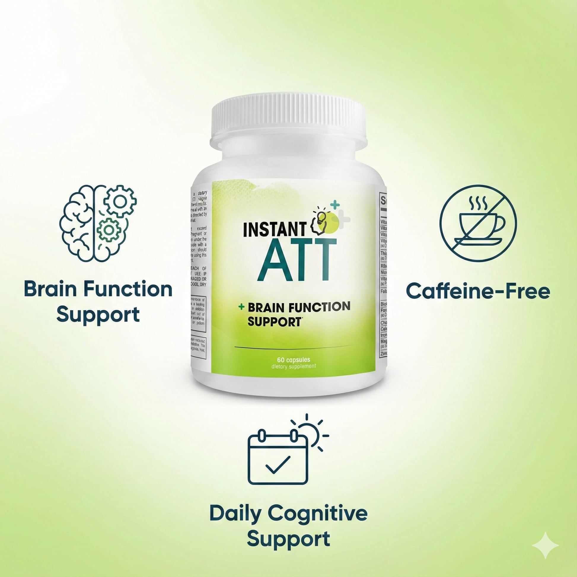 InstantATT - 7-in-1 Caffeine Free Nootropic All-Natural Brain, Focus, Memory Supplement (60 Capsules) Instant BrandsBuy Supplements Australia