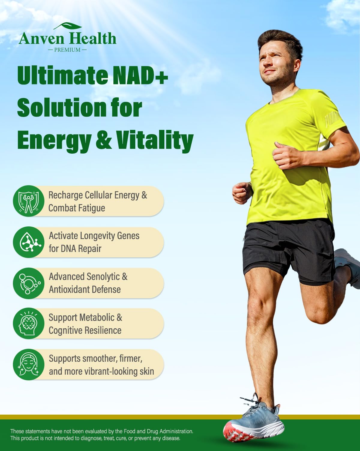 Liposomal NAD+ Resveratrol Supplement - NMN Alternative with Trans-Resveratrol, Quercetin & Fisetin - NAD Plus Booting for Women and Men, Support Cellular Energy & Healthy Aging, Non-GMO | 60 Capsules Anven HealthBuy Supplements Australia