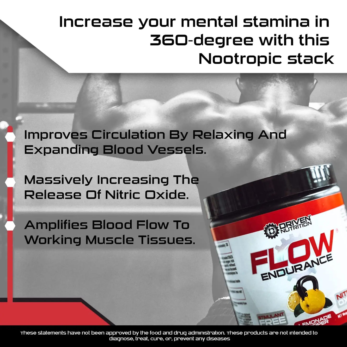 Driven Nutrition Flow - Cognitive Nitric Oxide Nootropic - Endurance & Energy - Increase Driven Nutrition