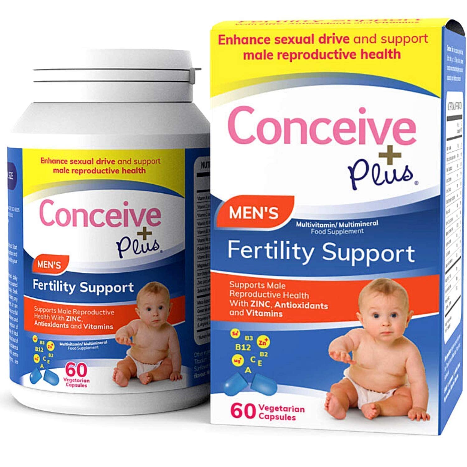 CONCEIVE PLUS Mens Fertility Bundle, Fertility Vitamins 60 Count and Fertility Lubricant 2.5 Ounce CONCEIVE PLUS