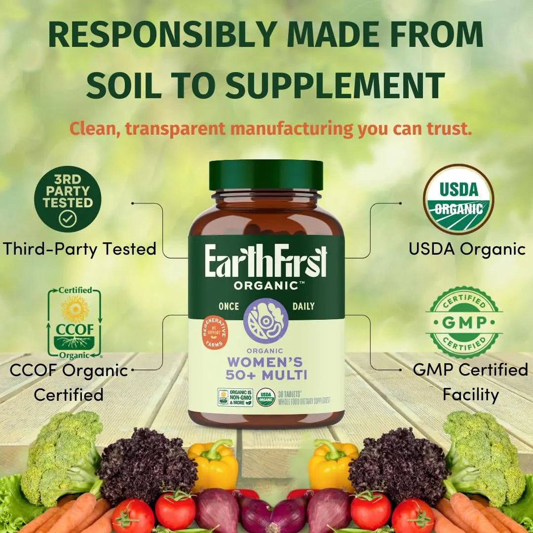 EarthFirst Organic Women's & Men's 50+ Once Daily Multi Bundle,19 Vitamins from Herbs & Superfoods, 30 Count EarthFirst Organic buy supplements Au