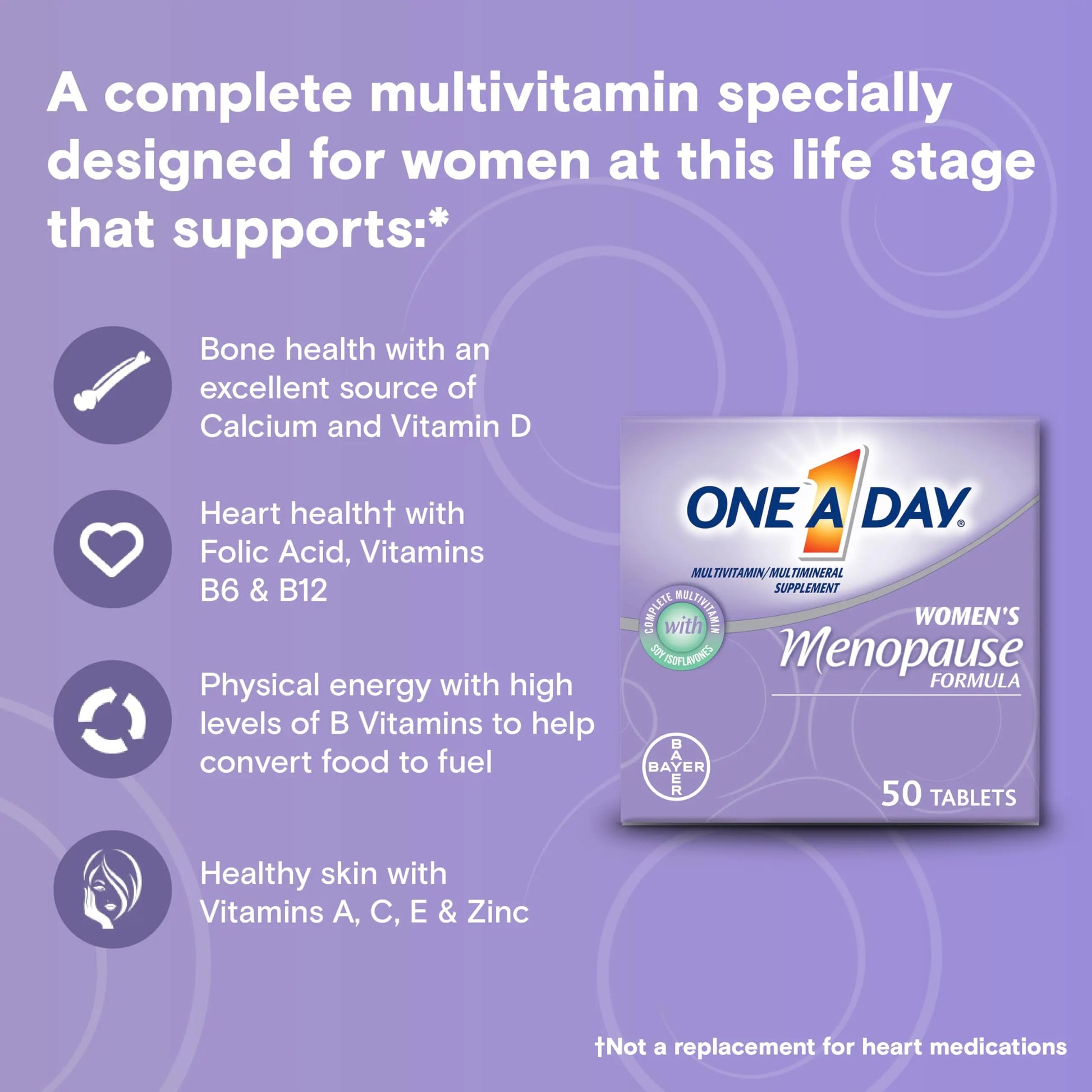 One A Day Women's Menopause Multivitamin with Vitamin A, Vitamin C, Vitamin D, Vitamin E and Zinc for Immune Health Support, Bone health, 50 Count ONE A DAY buy supplements Au