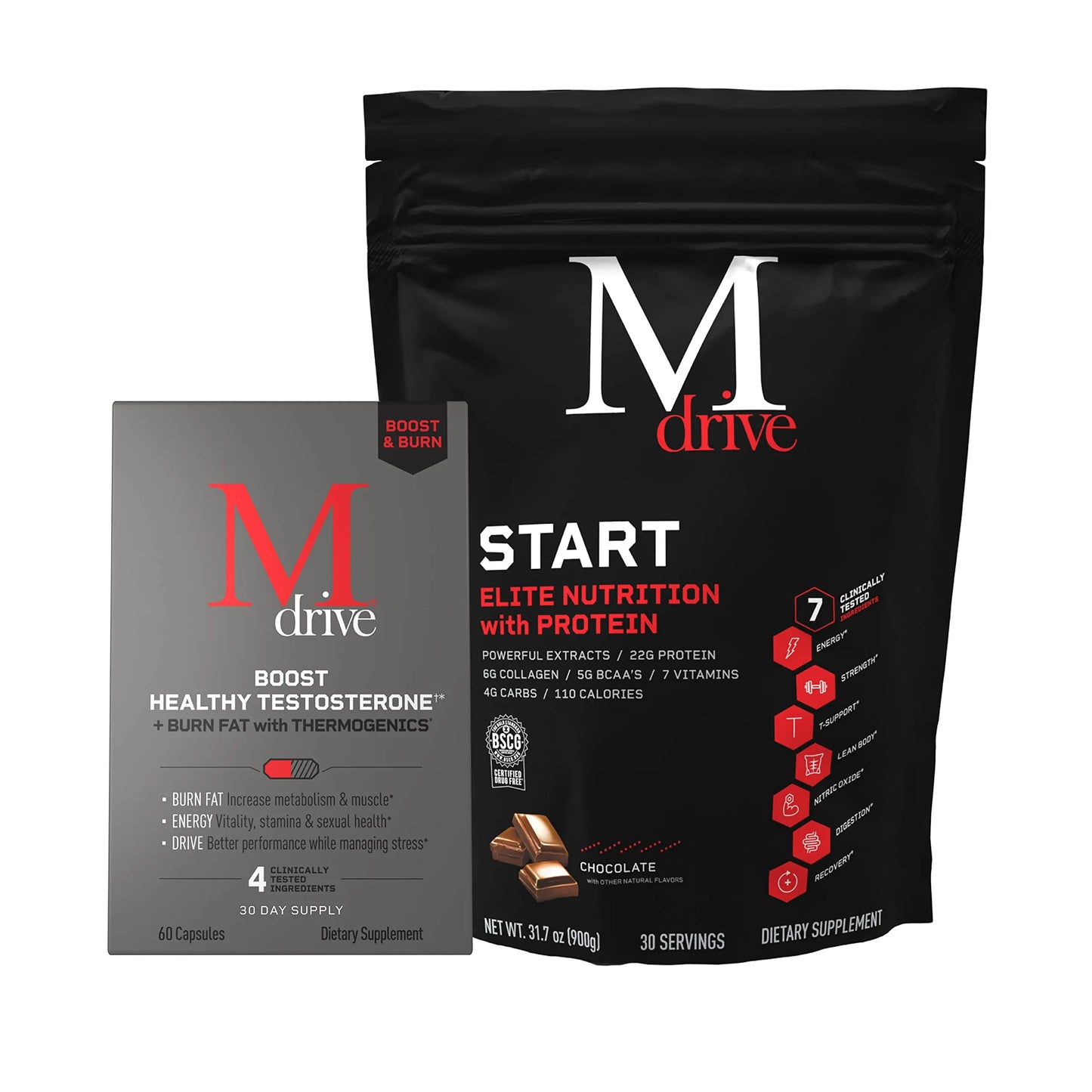 Mdrive Boost & Burn for Men Start Everyday Nutrition & Protein Powder - Natural Energy Mdrive