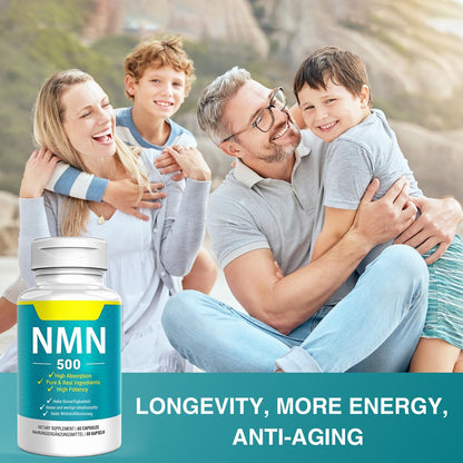 Vegan NMN Supplement 500mg, Higher Absorption - 99% Pure NMN (Nicotinamide Mononucleotide)for NAD+, Cellular Energy Immune Muscle, Anti-Aging & Longevity, Stabilized NMN - 60 Capsules (60 Days Supply) NivantavBuy Supplements Australia