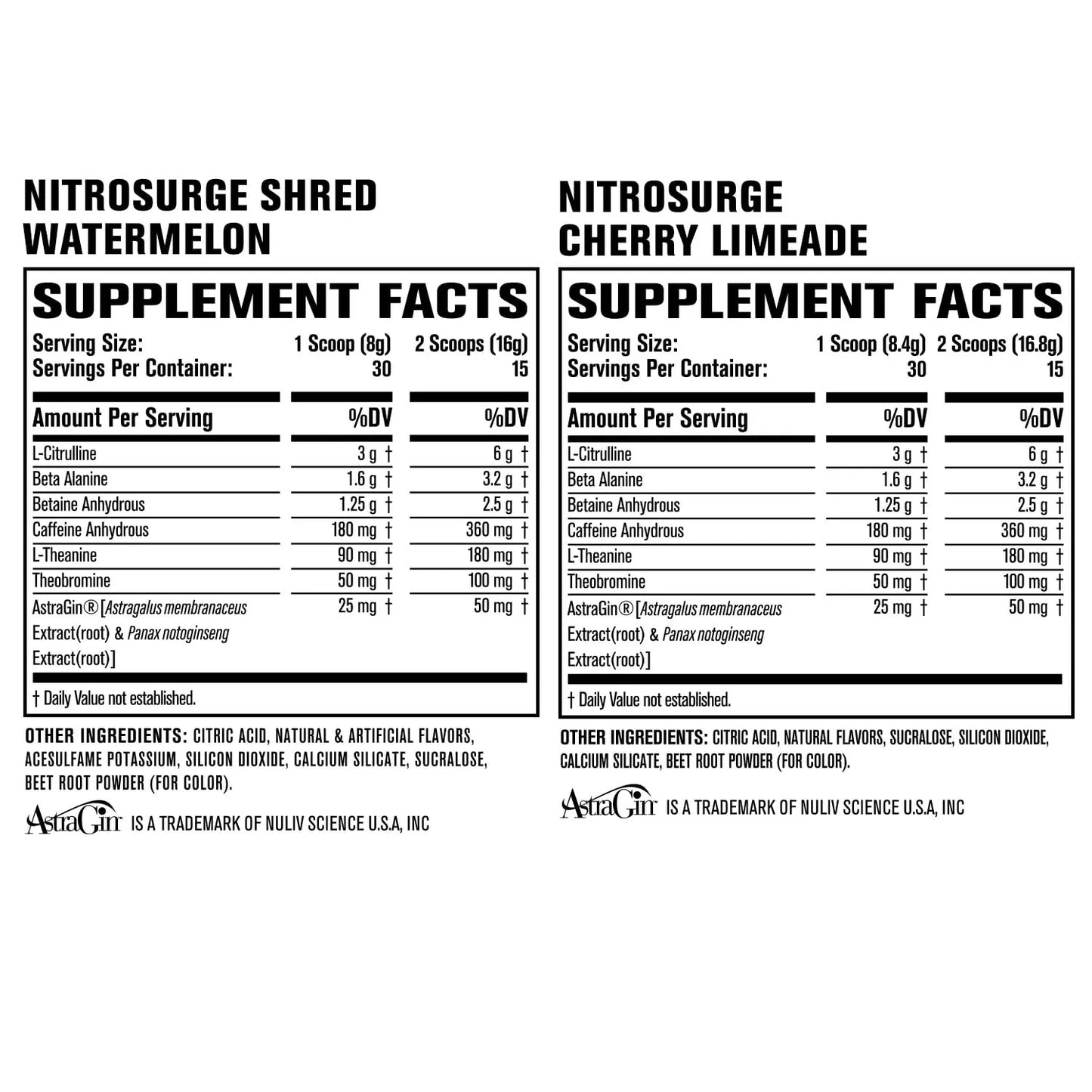 Jacked Factory Nitrosurge Pre-Workout in Cherry Limeade & Watermelon Nitrosurge Shred Jacked Factory