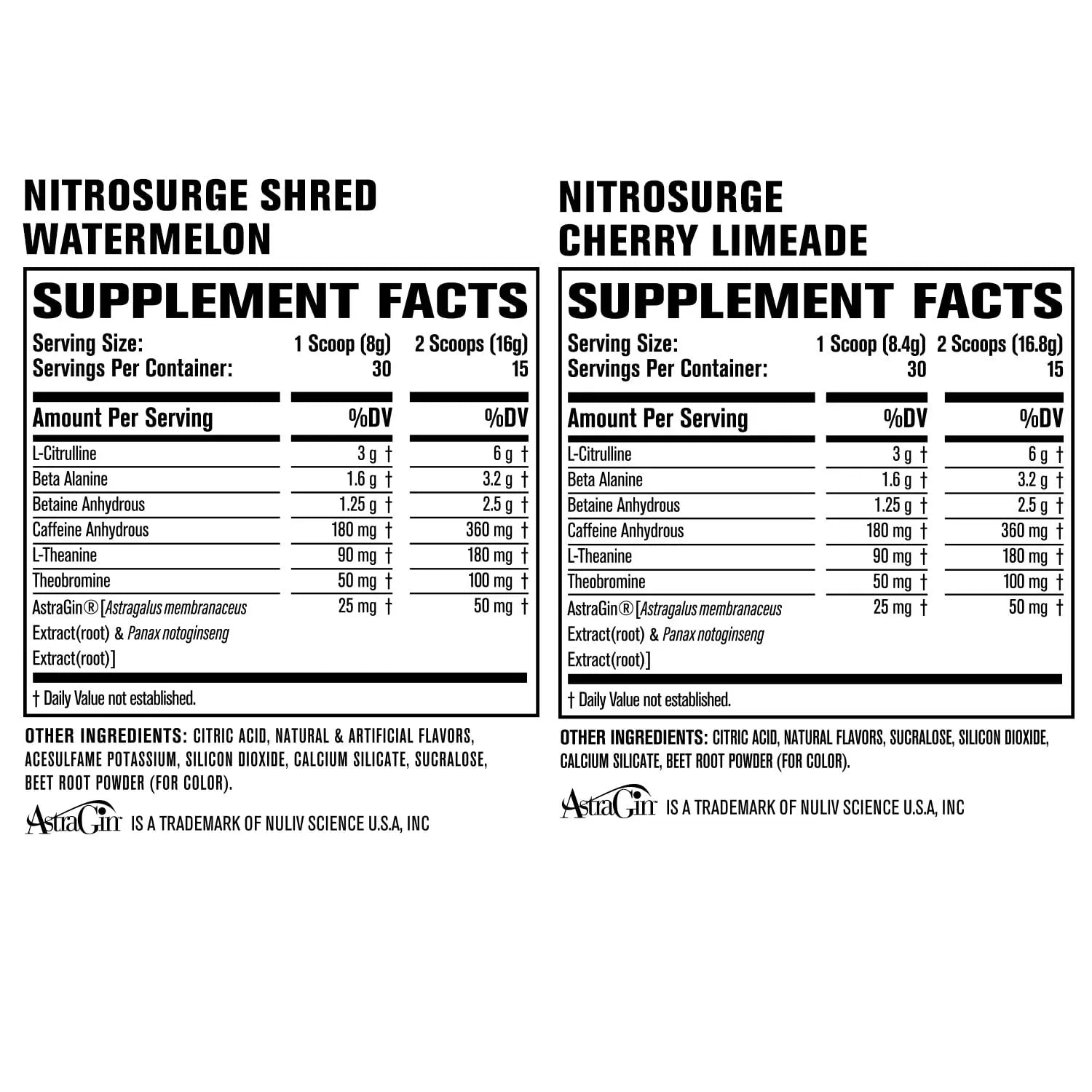 Jacked Factory Nitrosurge Pre-Workout in Cherry Limeade & Watermelon Nitrosurge Shred Jacked Factory