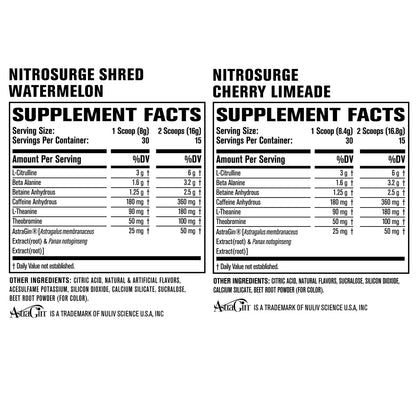 Jacked Factory Nitrosurge Pre-Workout in Cherry Limeade & Watermelon Nitrosurge Shred Jacked Factory