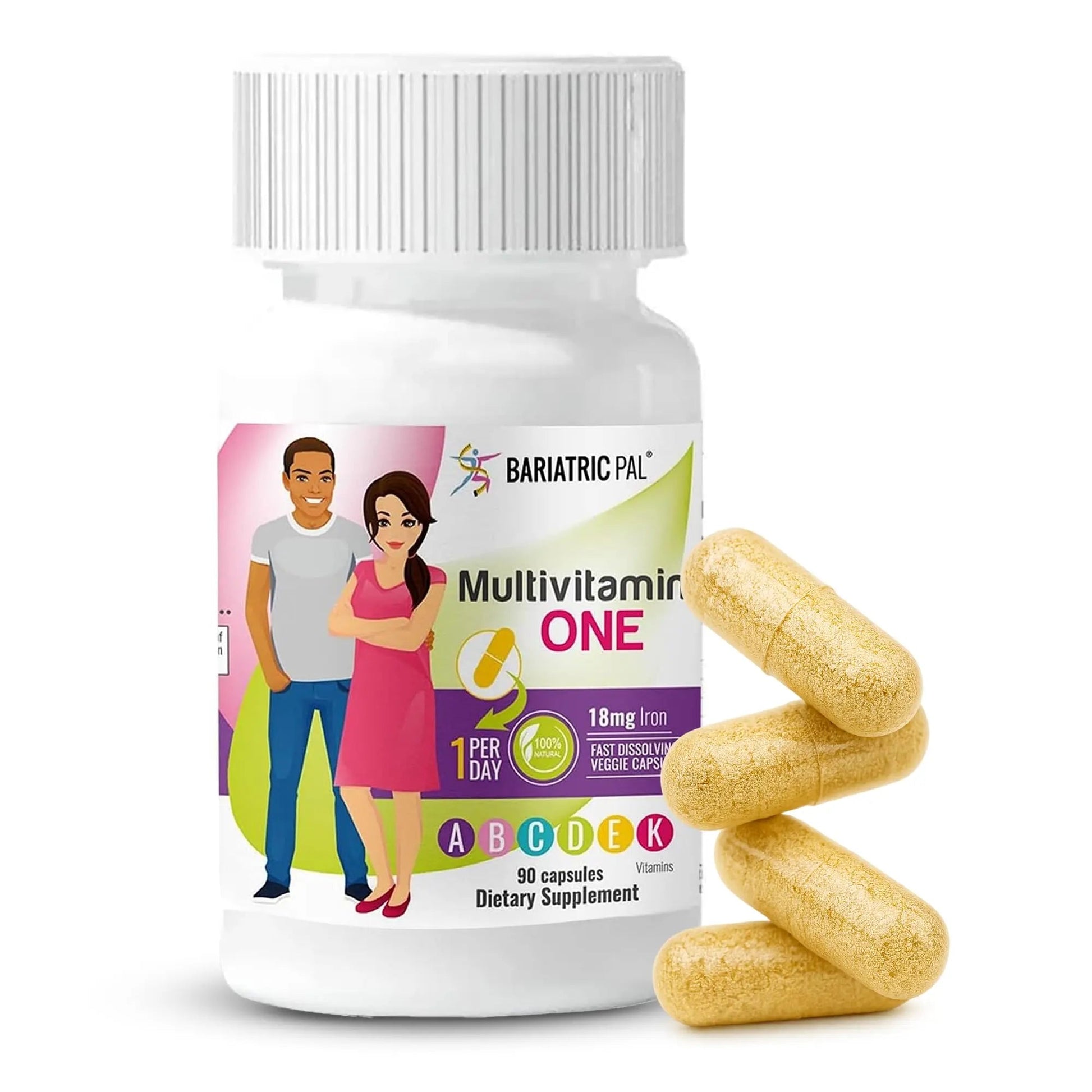 BariatricPal Multivitamin ONE 1 per Day! Bariatric Multivitamin Capsule with 18 mg of Iron | Easy to Swallow Capsule | BariatricPal