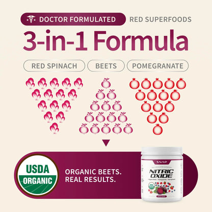 Snap Supplements Organic Beet Root Powder Nitric Oxide Supplement for Men & Women, Red Spinach & Pomegranate, Supports Healthy Energy & Blood Pressure Already in Normal Range, 30 Servings, Mixed Berry Snap Supplements buy supplements Au