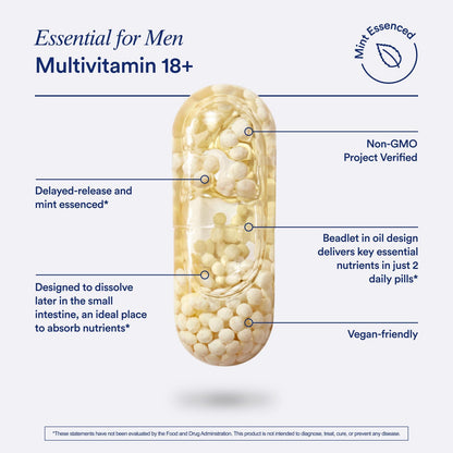 Ritual Multivitamin for Men 18+ with Zinc, Vitamin A and D3 for Immune Function Support*, Omega-3 DHA, B12, K2 RitualBuy Supplements Australia
