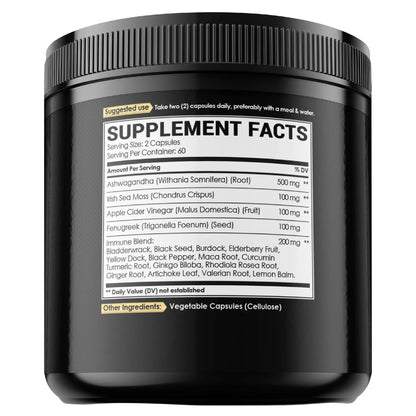 NUQIIT Organic Ashwangdha Capsules 15000mg Irish Sea Moss Apple Cider Vinegar & More - Support Brain Health, Strength & Immune System - 120 Vegan Capsules NUQIIT buy supplements Au