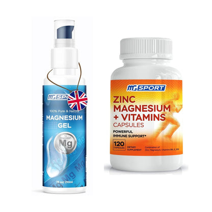 High Absorption Zinc and Magnesium Bundle for Muscle Recovery - Zinc Supplement and Transdermal Magnesium Gel for Leg Cramps MgSportBuy Supplements Australia
