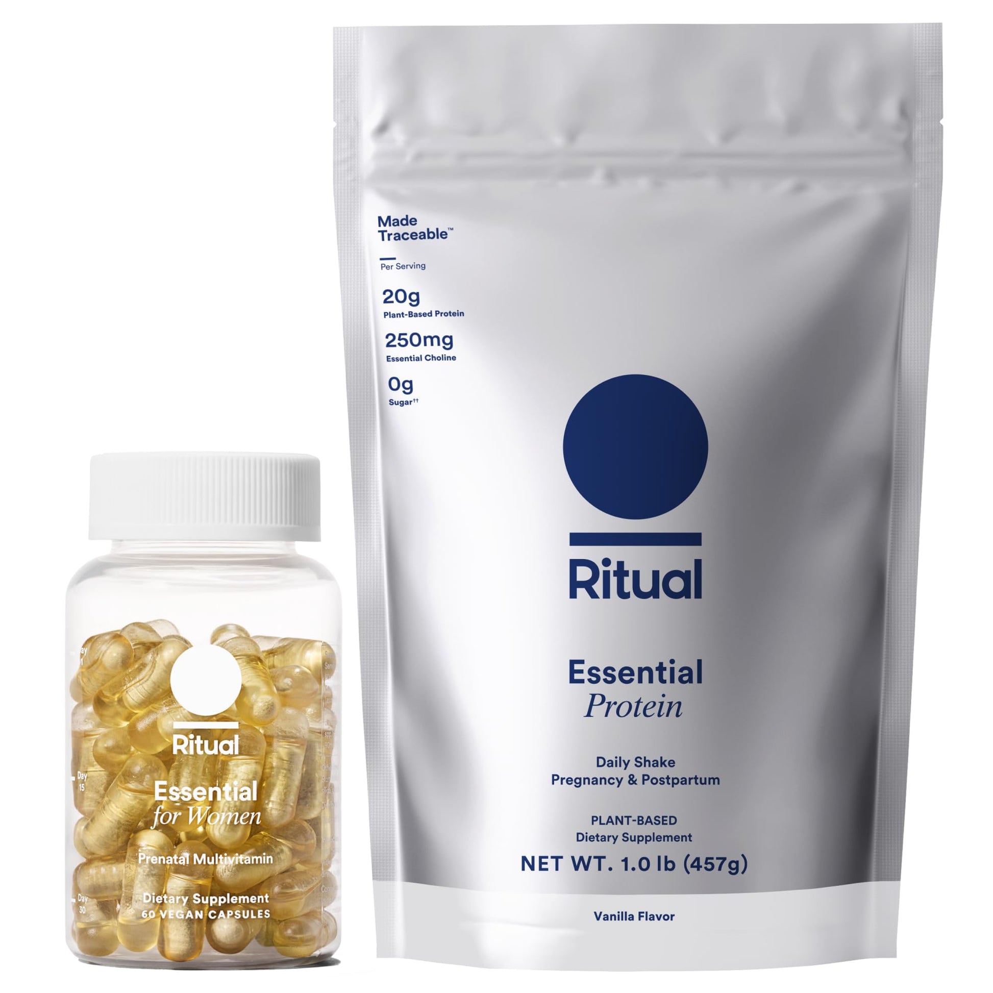 Ritual Prenatal Multivitamin and Protein Duo with Prenatal Vitamins and Organic Vanilla Protein Ritual