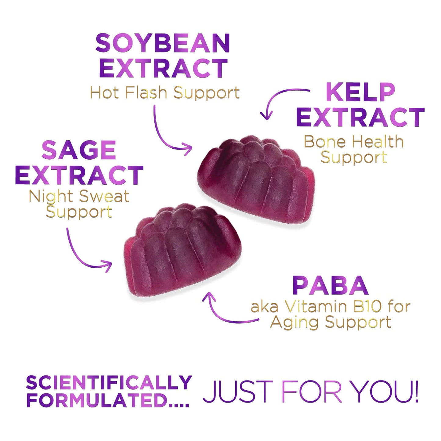 Menopause Support Supplement for Women - Multi Benefit Menopause Relief Vitamin Gummy Nature's Glow