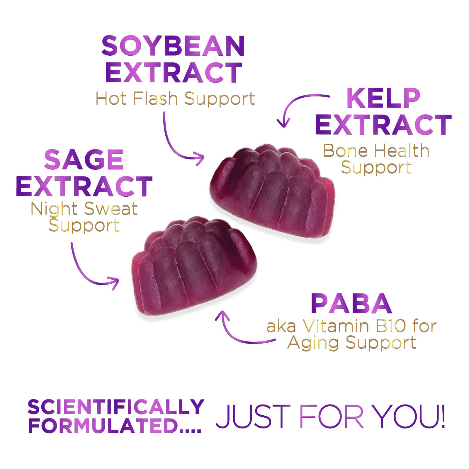 Menopause Support Supplement for Women - Multi Benefit Menopause Relief Vitamin Gummy Nature's Glow