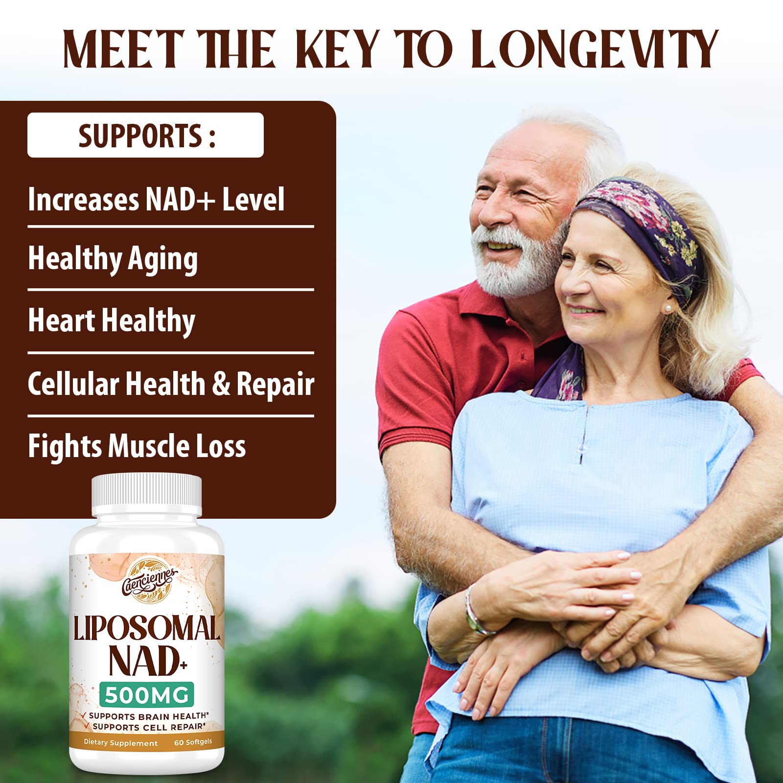Caenciennes Liposomal NAD+ 500 MG Supplement, True NAD Plus Supplement, Superior Absorption, Boost NAD+ More Efficient Than Nicotinamide Riboside for Cellular Energy, Healthy Aging, 60 Serving CaenciennesBuy Supplements Australia