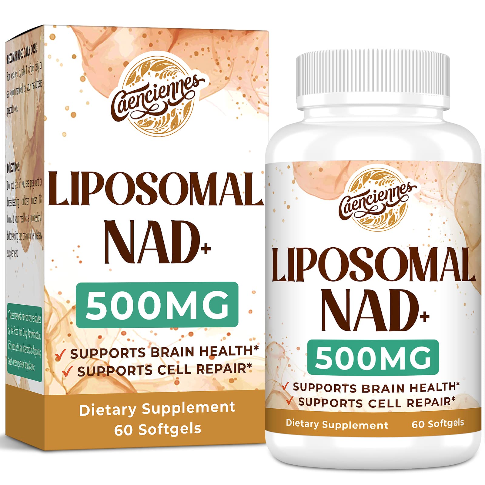 Caenciennes Liposomal NAD+ 500 MG Supplement, True NAD Plus Supplement, Superior Absorption, Boost NAD+ More Efficient Than Nicotinamide Riboside for Cellular Energy, Healthy Aging, 60 Serving CaenciennesBuy Supplements Australia