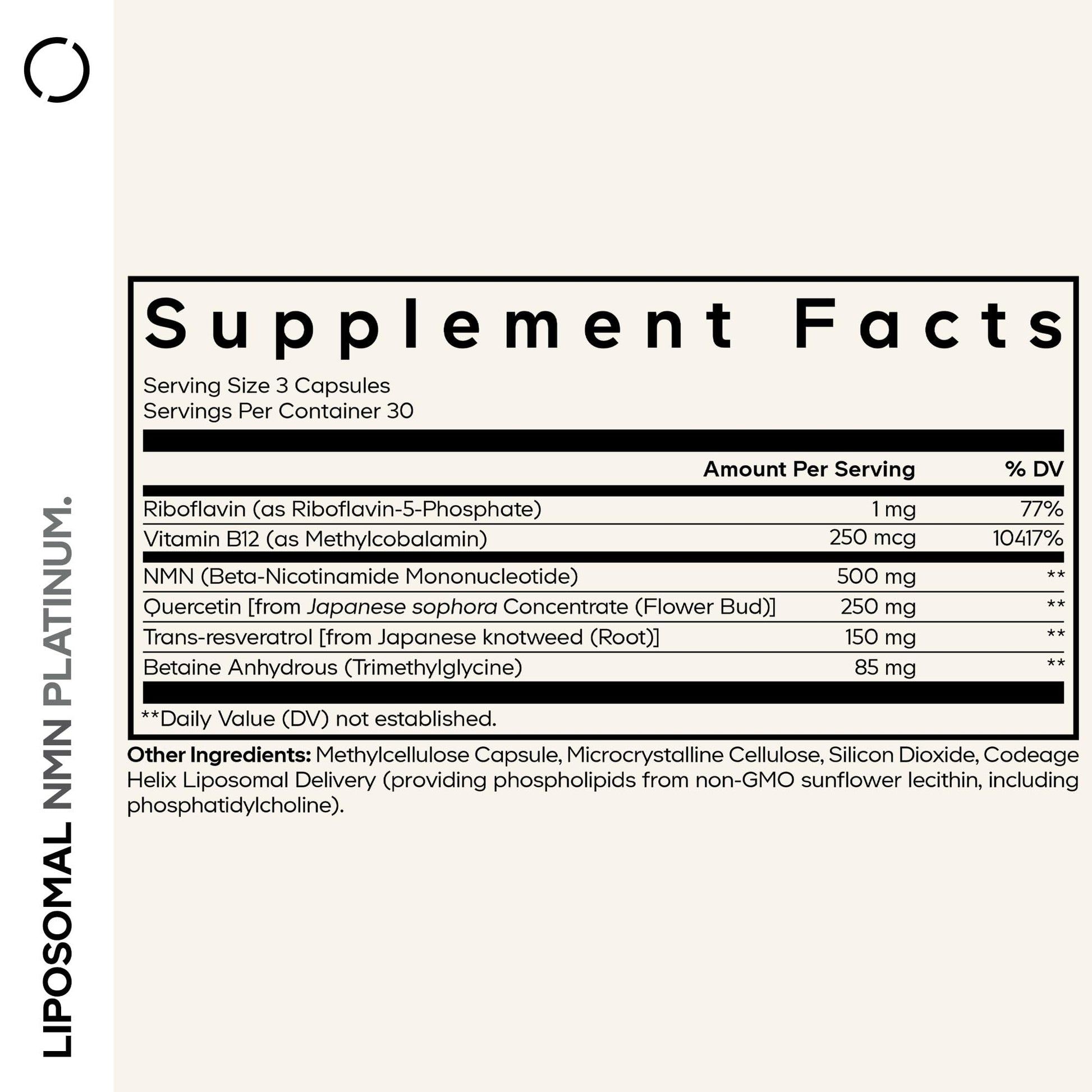 Codeage Liposomal NMN Platinum - 500 mg NMN Supplement, Nicotinamide Mononucleotide, NAD Precursor - Quercetin, Resveratrol, Betaine TMG, Vitamin B2 Riboflavin & Vitamin B12 - Non-GMO - 90 Capsules CodeageBuy Supplements Australia