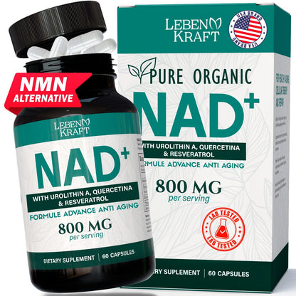 LebenKraft NAD Supplement Pure Organic | NMN Supplement Alternative | Boost Energy & Cellular Health | Urolithin A, Resveratrol, Quercetin for Antioxidant Power | for Women and Men LebenKraftBuy Supplements Australia
