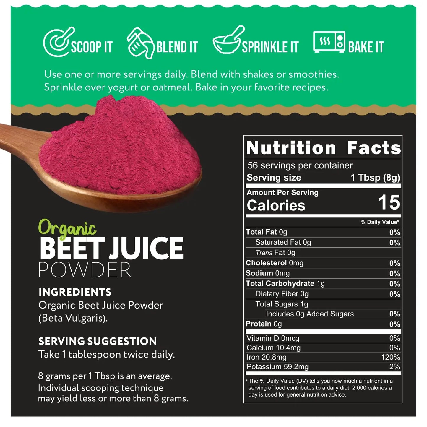 Ganic Food Organic Beet Root Juice Powder, 16 Ounces Ganic Food