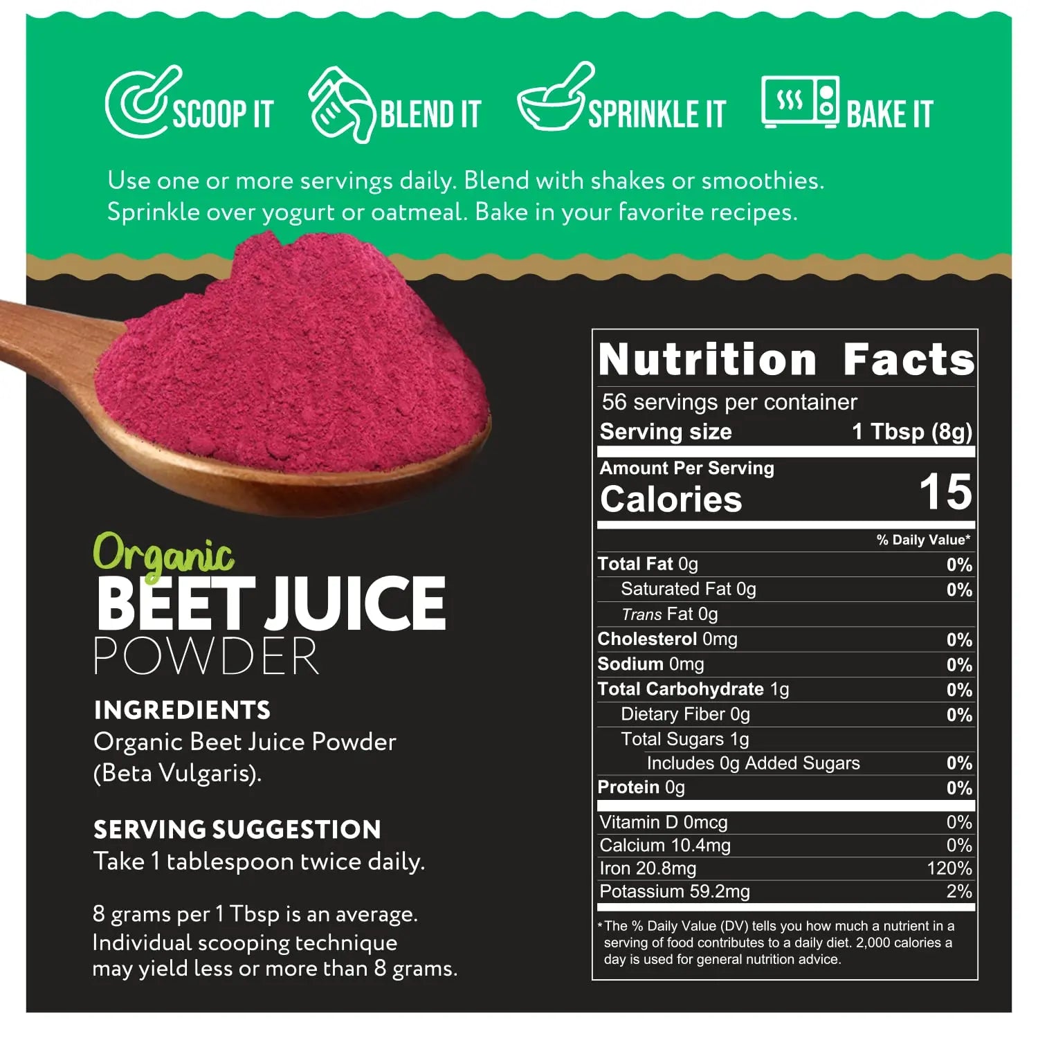 Ganic Food Organic Beet Root Juice Powder, 16 Ounces Ganic Food