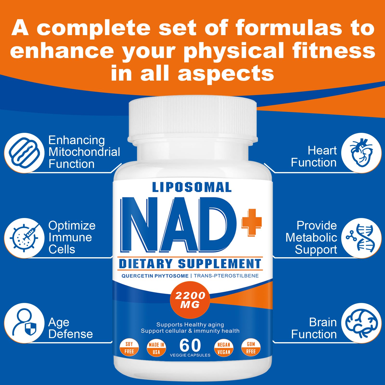 Spliferkou 2200mg Liposomal NAD+ Supplement - Enhances Cell Energy & Aging Defese, 60 Capsules SpliferkouBuy Supplements Australia