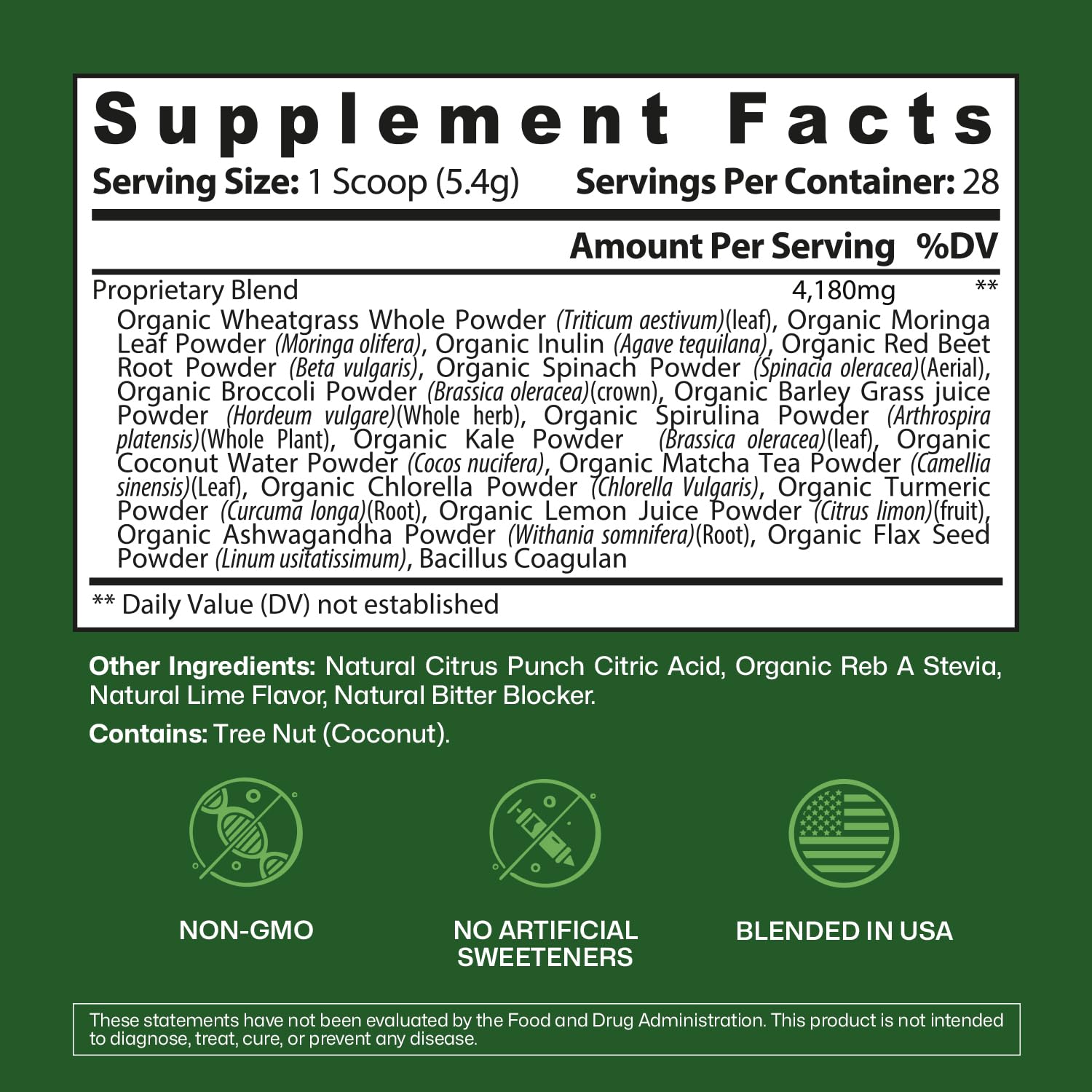 ColonBroom Superfood Greens Powder Supplement | Super Greens Juice Powder with Probiotics, Prebiotics, Spirulina & Chlorella | Natural for Energy, Immunity, Digestion & Detox Support | 28 Servings ColonBroomBuy Supplements Australia