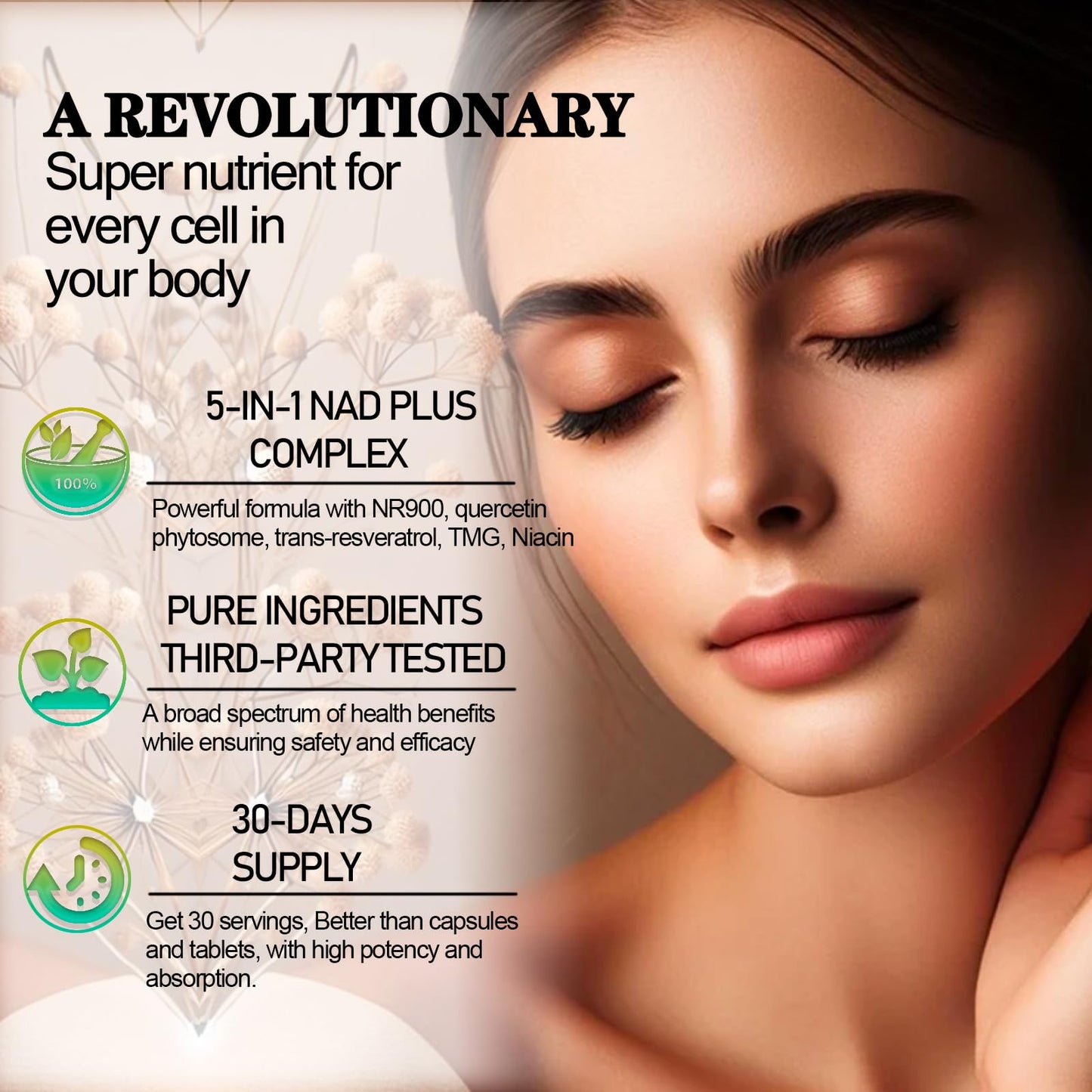 NAD Supplements for Women & Men, Liposomal NAD Nicotinamide Riboside Resveratrol 900mg, TMG, Quercetin, Vitamin B3, Organic Liquid NAD Resveratrol Supplement for Longevity, Energy, Anti-Aging, Focus WellVeraVidaBuy Supplements Australia