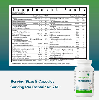 Seeking Health Optimal Prenatal, Women’s Vitamin with B12, Methylfolate, Choline Seeking Health