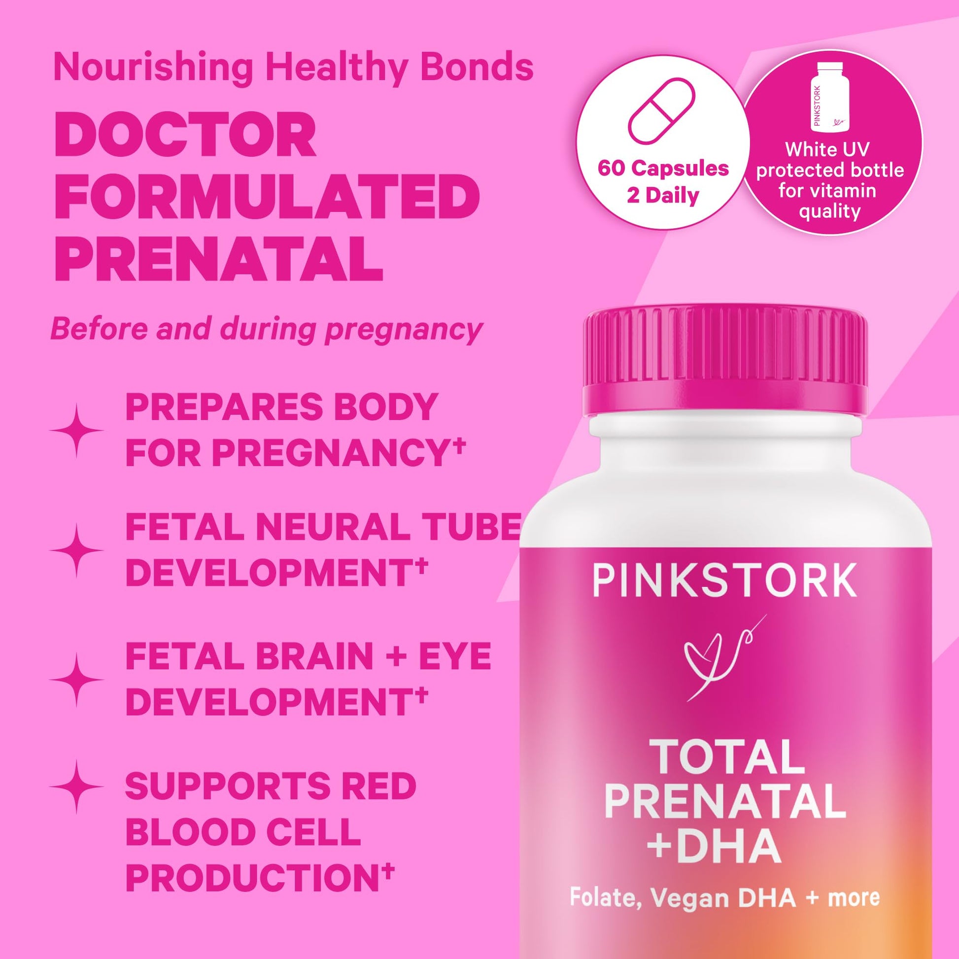 Pink Stork Prenatal Vitamin Duo: Prenatal Vitamins and Probiotics for Pregnant Women Pink Stork