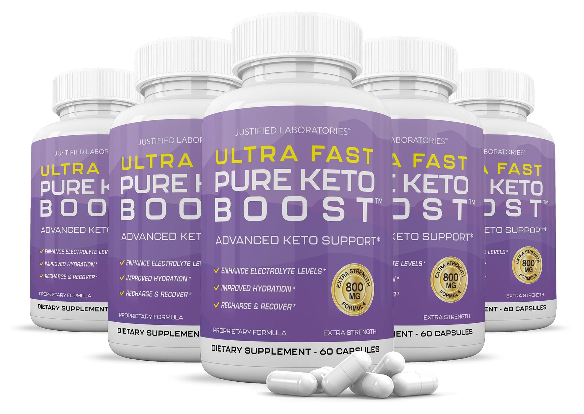(5 Pack) Ultra Fast Pure Keto Boost Pills 1275MG New & Improved Formula Contains Apple Justified Laboratories