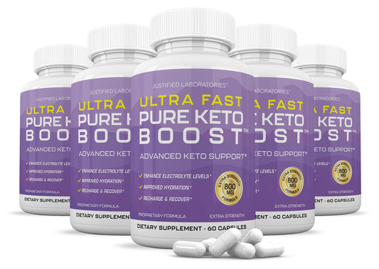 (5 Pack) Ultra Fast Pure Keto Boost Pills 1275MG New & Improved Formula Contains Apple Justified Laboratories
