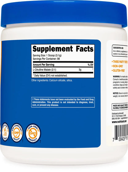 Nutricost L-Citrulline Malate 300G (2 Pack) - Pure L-Citrulline Powder, 3000mg Per Serving Nutricost