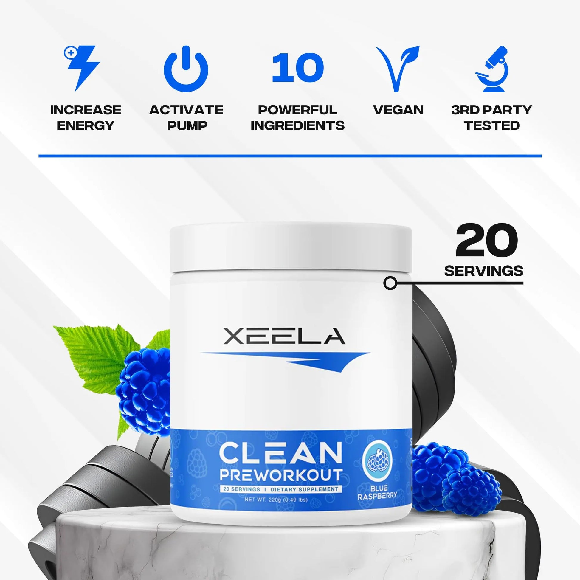 XEELA Organic Pre Workout Powder: Clean Preworkout for Men & Women, with Flavored XEELA
