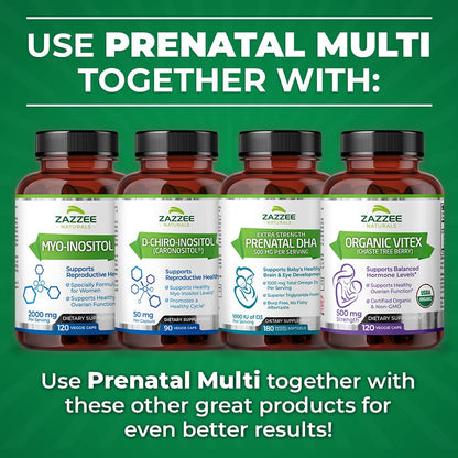 Zazzee Myo-Inositol Capsules and Extra Strength Prenatal Multi Complex Zazzee