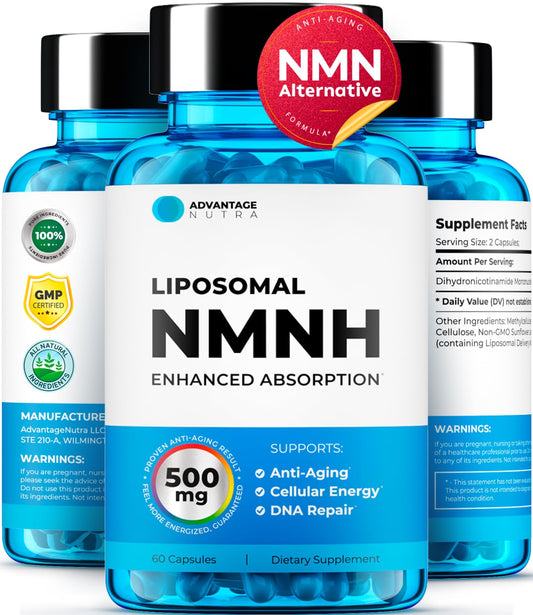 Liposomal NMNH 500 MG - NMN Supplement Alternative - NAD Supplements for Women & Men | Healthy Anti Aging - Cell Support for Energy, Focus & Skin - Advanced NAD+ Resveratrol 3-Party Tested | 1 Pack AdvantageNutraBuy Supplements Australia
