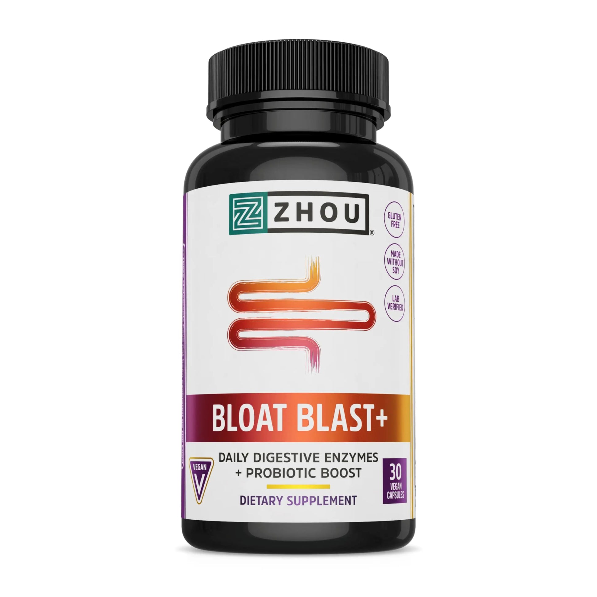 Zhou Nutrition Bloat Blast+ Digestive Enzymes with Probiotics, Bloating Relief for Women Zhou Nutrition
