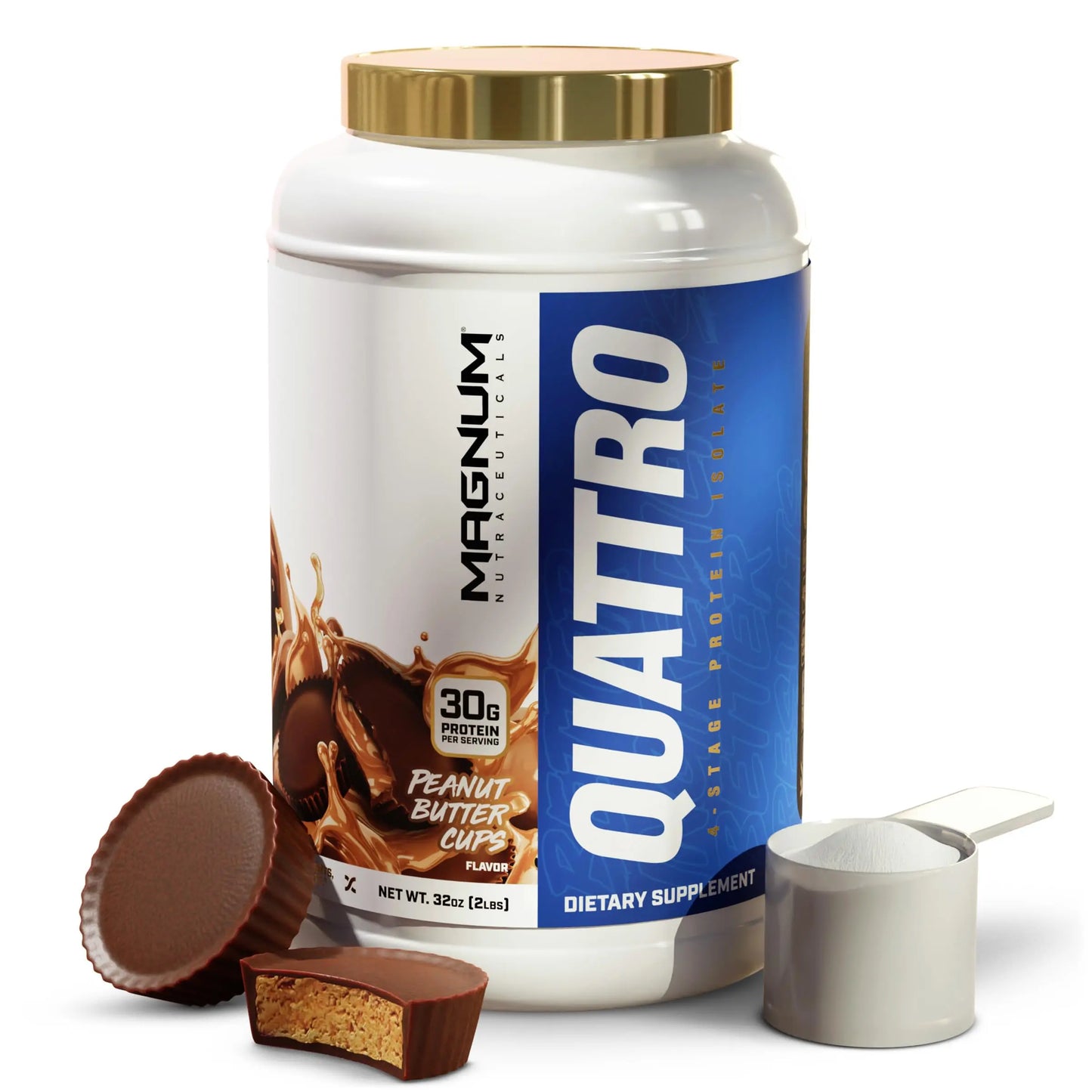 Magnum Nutraceuticals Quattro -, Peanut Butter Cups, 2LB - May Support Muscle Growth QUATTRO