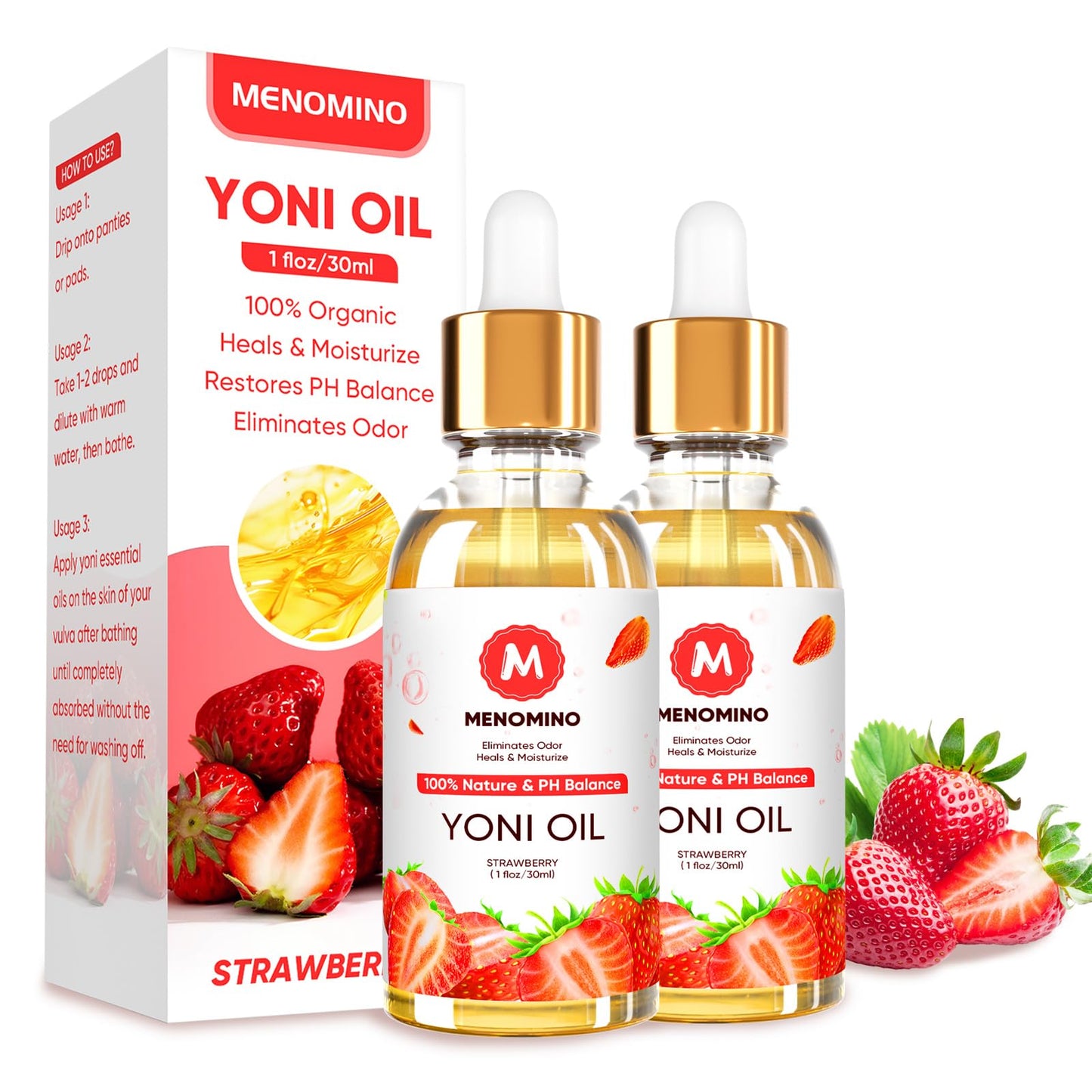 2 Pack Yoni Oil Feminine Oil for Women pH Balance - Feminine Deodorant - Vaginal Moisturizer - Eliminates Odor MENOMINO